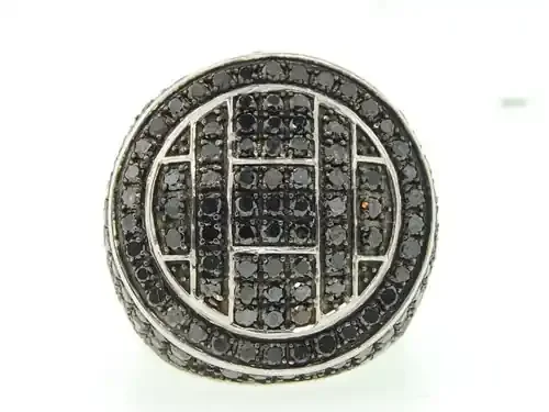 Black Diamond Round Pinky Ring Sterling Silver Designer Fashion Band 4.49 Ct.