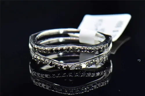Black Diamond Solitaire Engagement Ring Enhancer Wrap Round Cut 10K White Gold