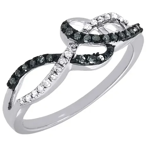 Blue Diamond Wedding Band 10K White Gold Round Ladies Anniversary Ring 0.20 Ct