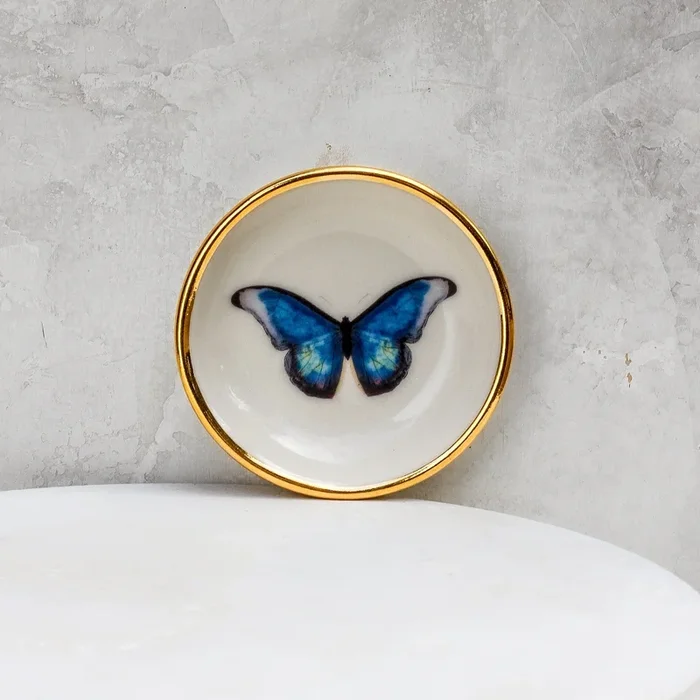 Blue Morpho Butterfly Trinket Dish