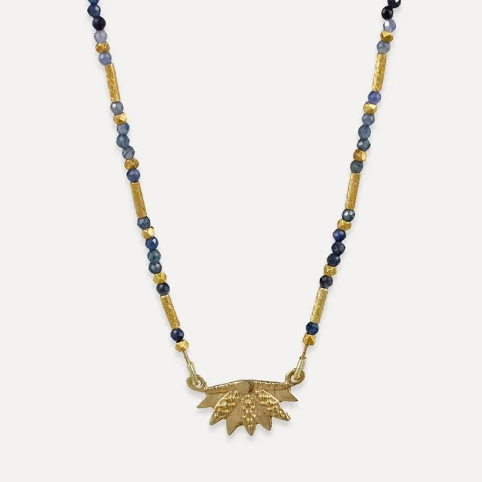 Blue Sapphire Bloom Beaded Necklace