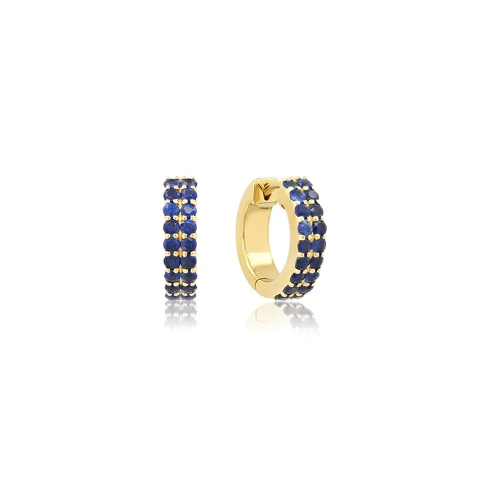 Blue Sapphire Double Row Huggies