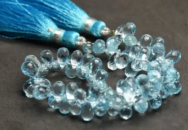 BLUE TOPAZ faceted briolettes 5mm – 7mm AAA 7