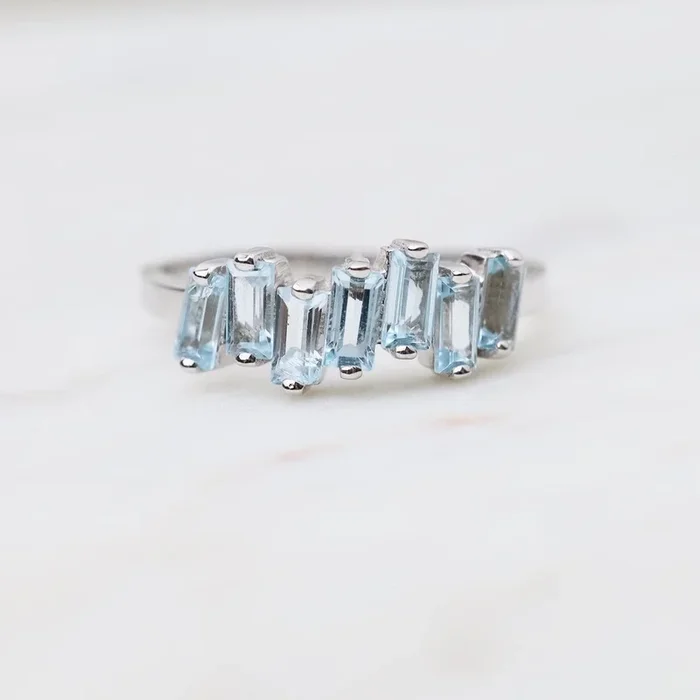 Blue Topaz Half Band Ring