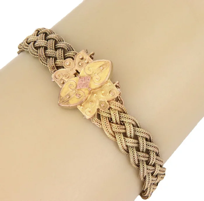Braided Flex 18k Yellow & Rose Gold Floral Bracelet