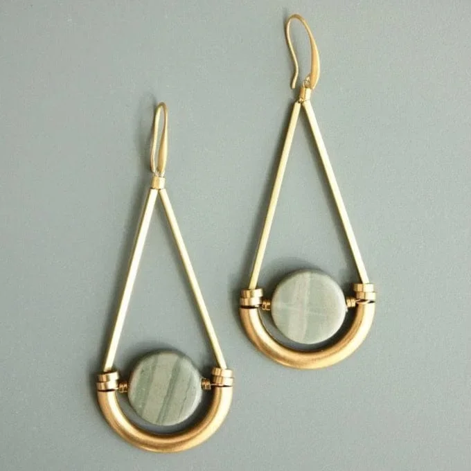 Brass and Jasper Earrings
