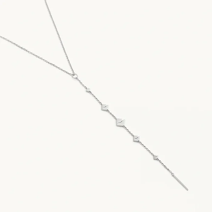 Broken Lariat Necklace White Gold