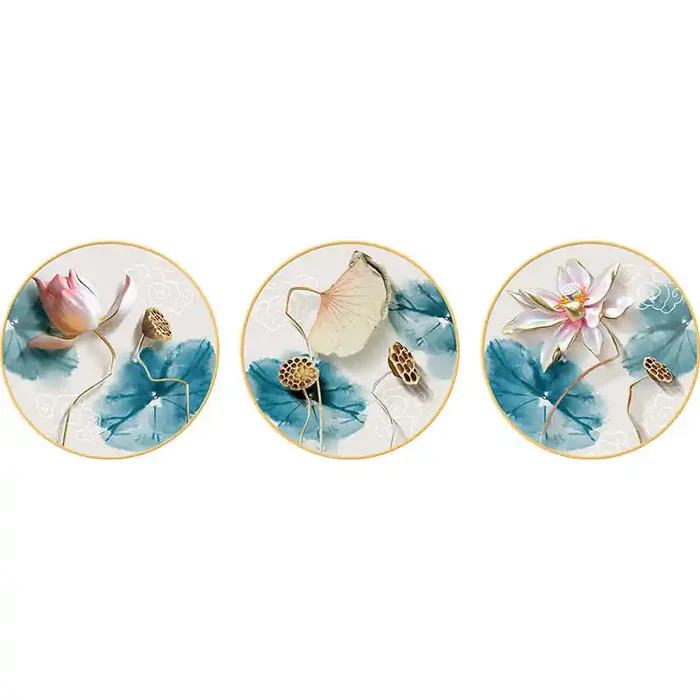 Buddha Stones 3Pcs Lotus Flower Meditation Enlightenment Wall Art Stickers