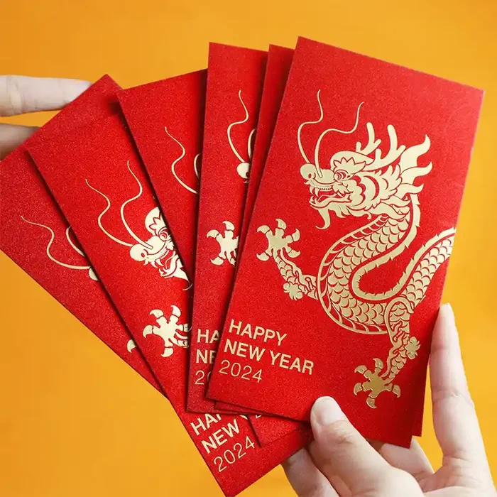 Buddha Stones 6Pcs Chinese Red Envelope Year of the Dragon Lucky Money Envelopes 2024 Chinese New Year Dragon Year Envelope