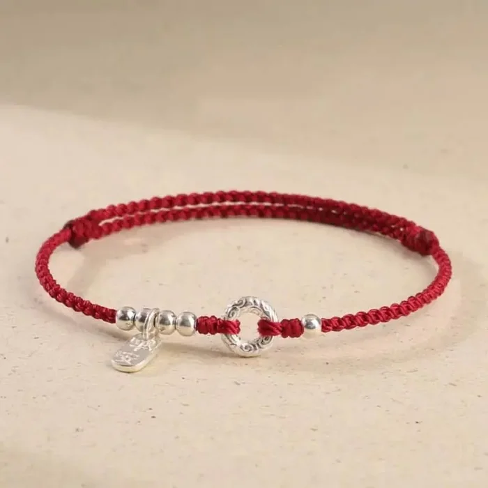 Buddha Stones 925 Sterling Silver Auspicious Clouds Peace Buckle Safe And Sound Bracelet Anklet (Extra 30% Off USE CODE FS30)