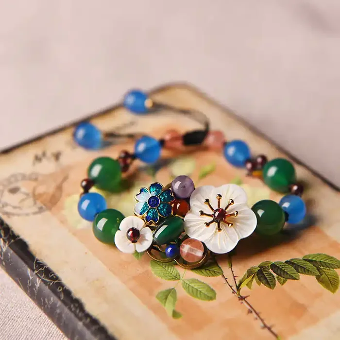 Buddha Stones Agate Shell Flower Support Bracelet