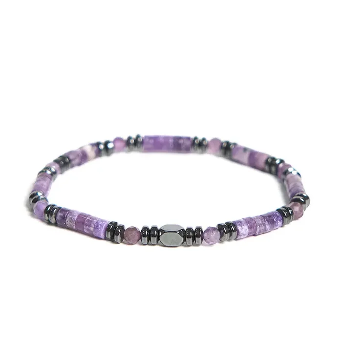 Buddha Stones Amethyst Hematite Spiritual Awareness Bracelet