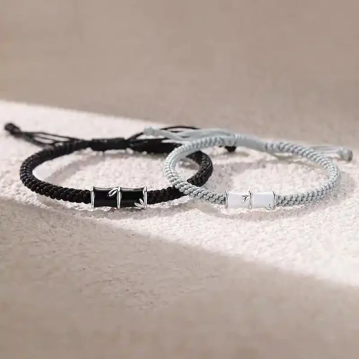 Buddha Stones Bamboo Pattern Healing Couple Rope Bracelet