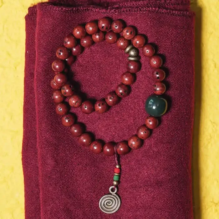 Buddha Stones Bodhi Seed Cyan Jade Copper Peace Luck Bracelet