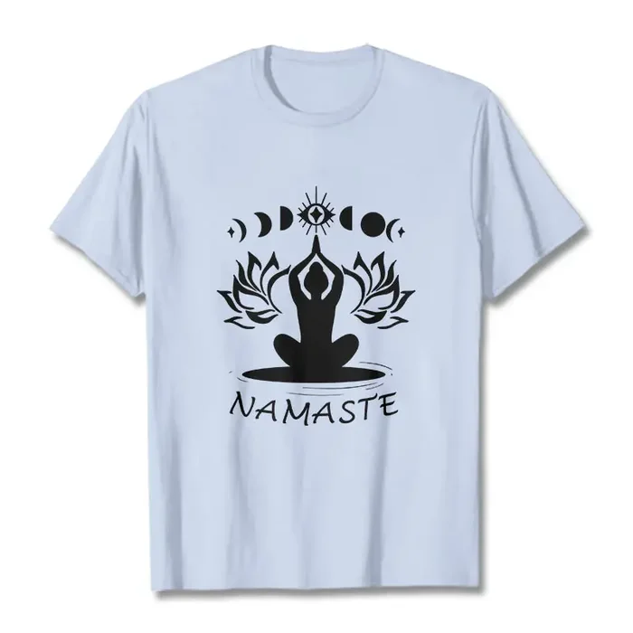 Buddha Stones Casual Meditative Figure Lotus Moon Eye Pattern Tee T-shirt