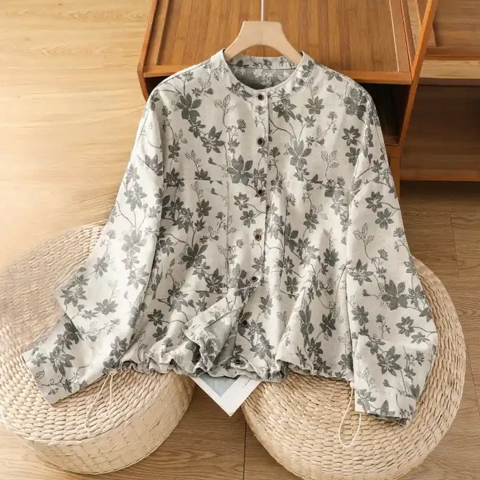 Buddha Stones Casual Printed Pattern Women‘s Long Sleeve Polyester Shirt