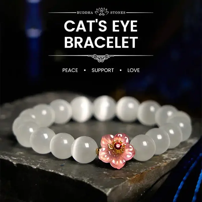 Buddha Stones Cat‘s Eye Chrysoberyl Flower Love Bracelet