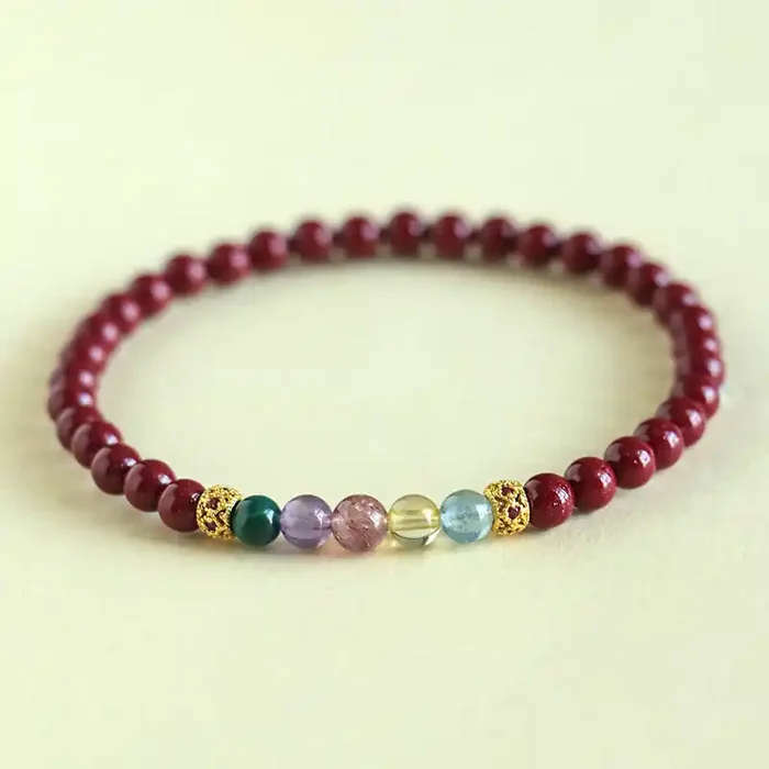 Buddha Stones Cinnabar Aquamarine Citrine Strawberry Quartz Amethyst Malachite Blessing Bracelet