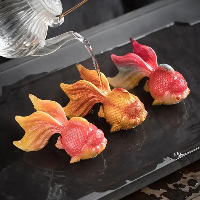 Buddha Stones Color Changing Koi Fish Resin Tea Pet Wealth Home Figurine Decoration