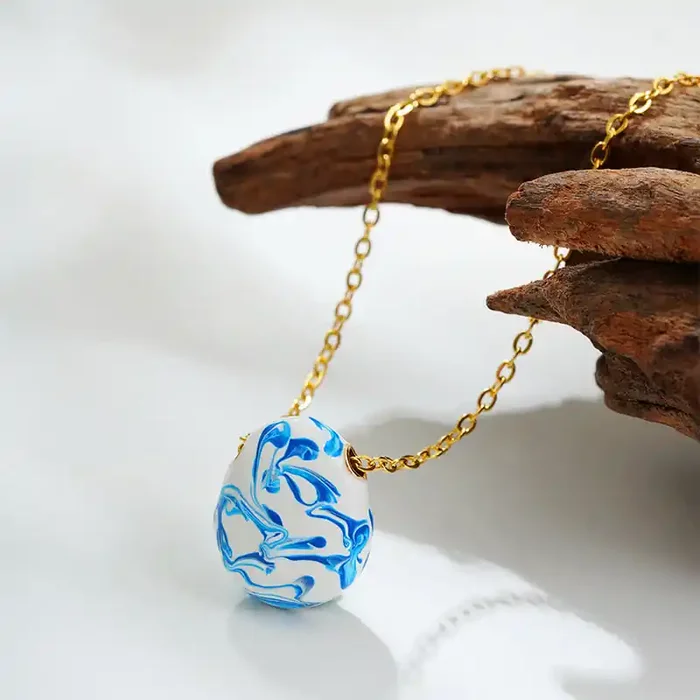 Buddha Stones Copper Wealth Healing Water Drop Shape Pendant Necklace