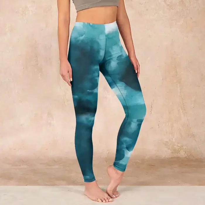Buddha Stones Dark Green Cloud Gym Leggings Women‘s Yoga Pants