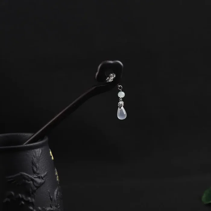 Buddha Stones Ebony Auspicious Cloud Courage Hairpin