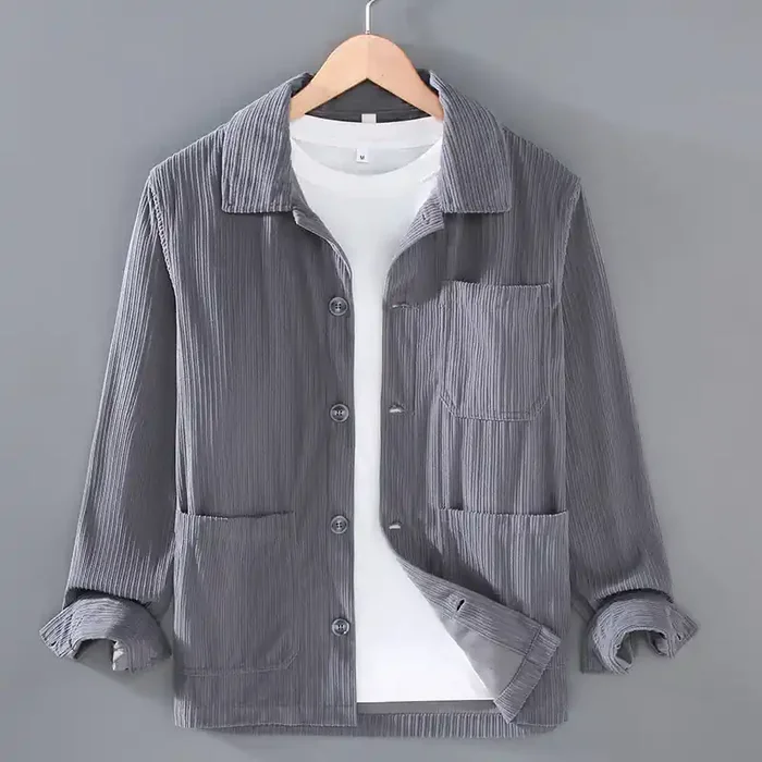 Buddha Stones Fall Lapel Design Long Sleeve Button Men‘s Jacket With Pockets