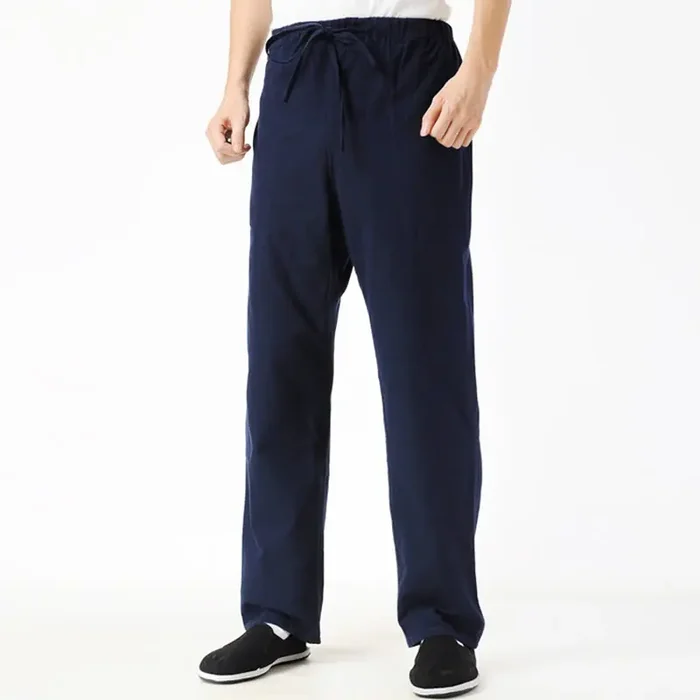 Buddha Stones Fall Solid Color Men‘s Drawstring Pants With Pockets