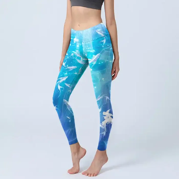 Buddha Stones Fish In The Ocean Print Gym Leggings Women‘s Yoga Pants