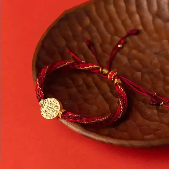 Buddha Stones Five Directions Gods of Wealth Handmade Reincarnation Knot Protection String Braid Bracelet