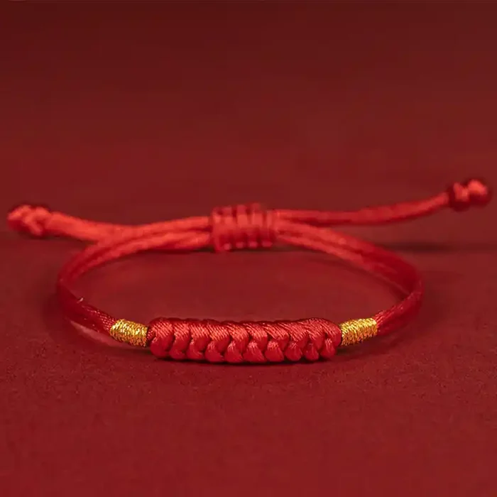 Buddha Stones Handmade Braided Red String Happy Knot Flat Knot Colorful Rope Bracelet