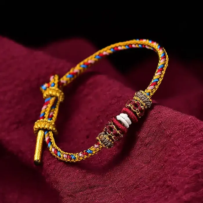 Buddha Stones Handmade Dunhuang Color Luck Braid String Bracelet