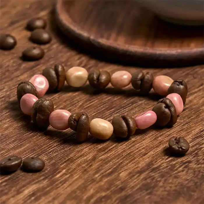 Buddha Stones Handmade Natural Coffee Beans Irregular Stone Bracelet