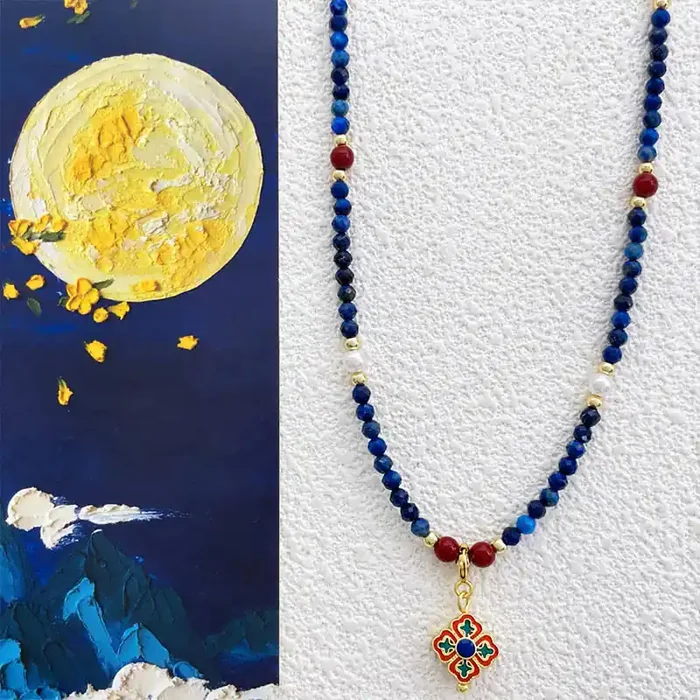 Buddha Stones Lazurite Pearl Positive Necklace Pendant