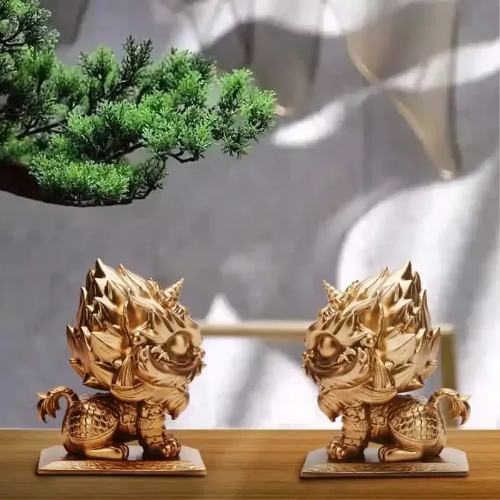 Buddha Stones Lion Statue Strength Resin Home Office Decoration