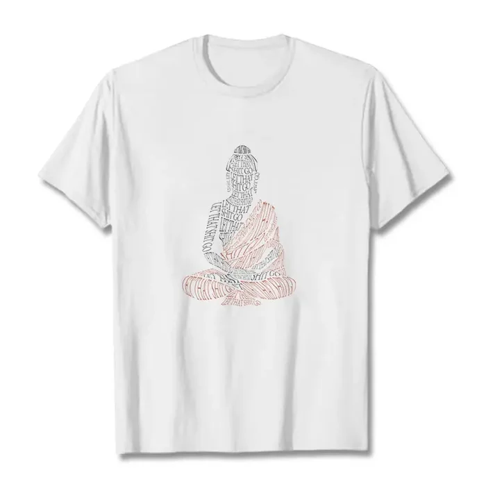 Buddha Stones Meditating Buddha Let That Shit Go Pattern Tee T-shirt