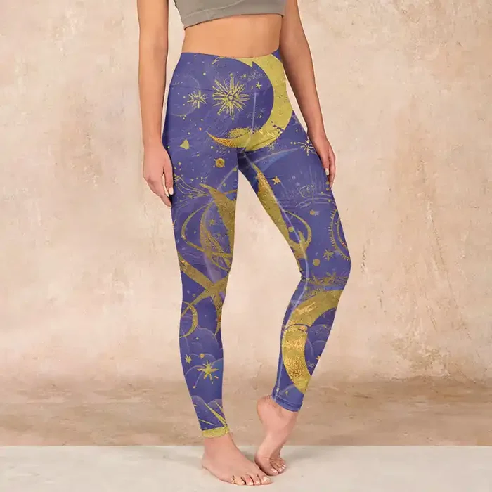 Buddha Stones Moon Sun Stars Print Gym Leggings Women‘s Yoga Pants