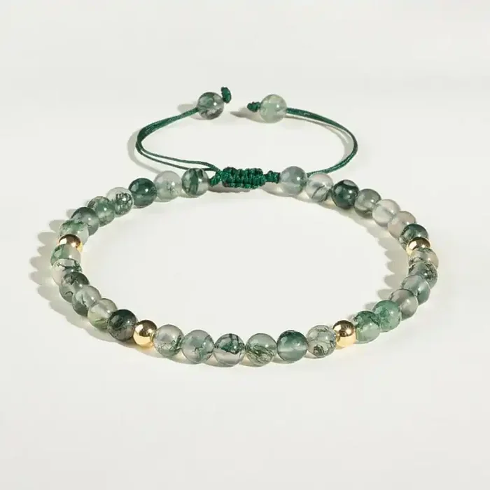 Buddha Stones Moss Agate Lucky Balance Bracelet