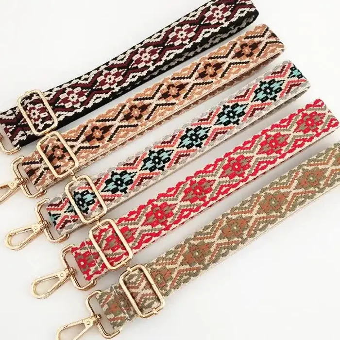 Buddha Stones Multicolor Embroidered Shoulder Bag Straps