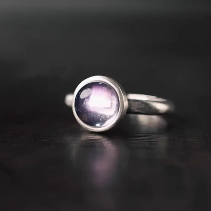 Buddha Stones Natural 925 Sterling Silver Amethyst Adjustable Balance Ring
