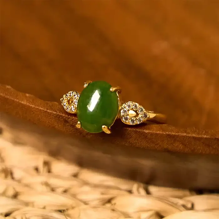 Buddha Stones Natural Jade Adjustable Buckle Prosperity Ring