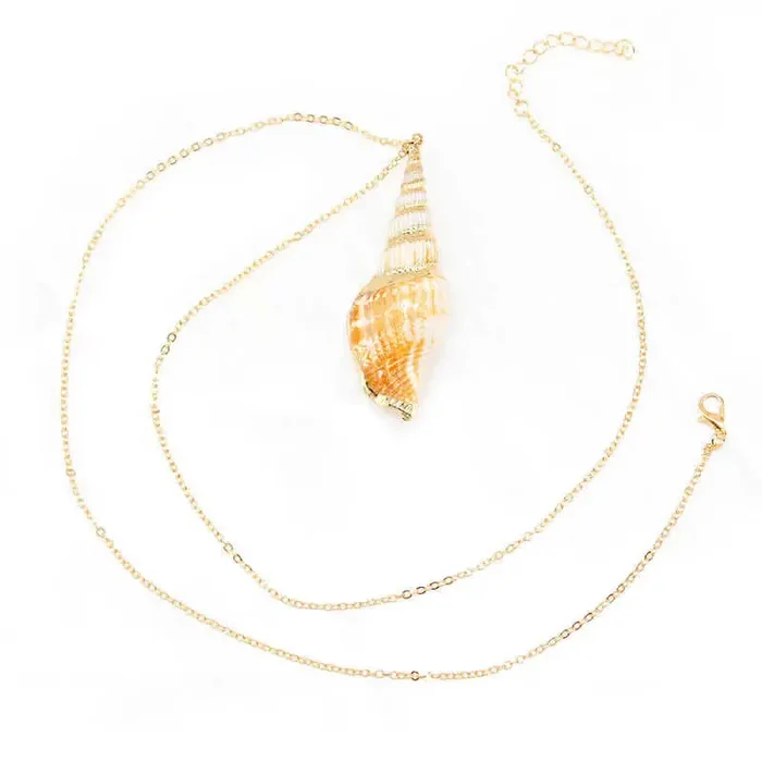 Buddha Stones Natural Shankha Conch Shell Seashell Lucky Necklace Pendant