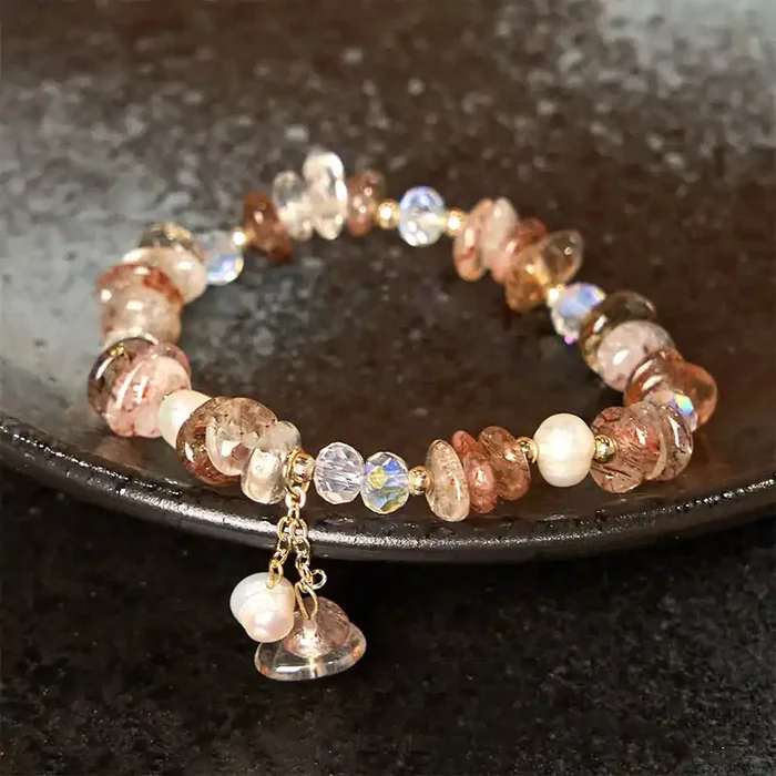 Buddha Stones Natural Super Seven Crystal Irregular Small Pieces Positive Bracelet