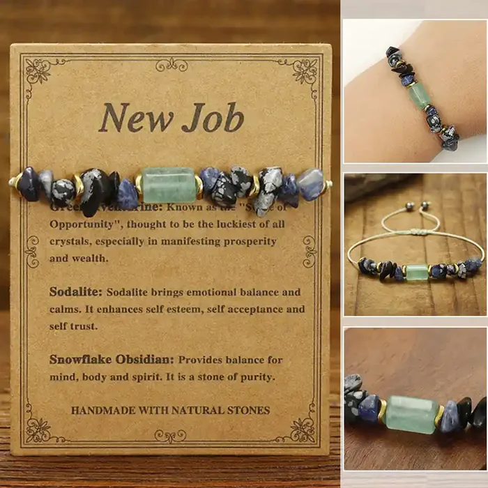 Buddha Stones New Job Green Aventurine Sodalite Snowflake Obsidian Energy Bracelet