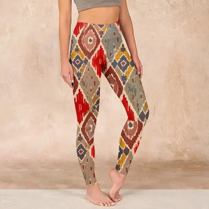 Buddha Stones Plaid Printed Gym Leggings Women‘s Yoga Pants