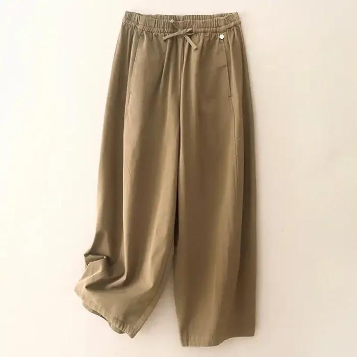 Buddha Stones Plain 7-8 Length Women‘s Harem Cotton Pants With Pockets