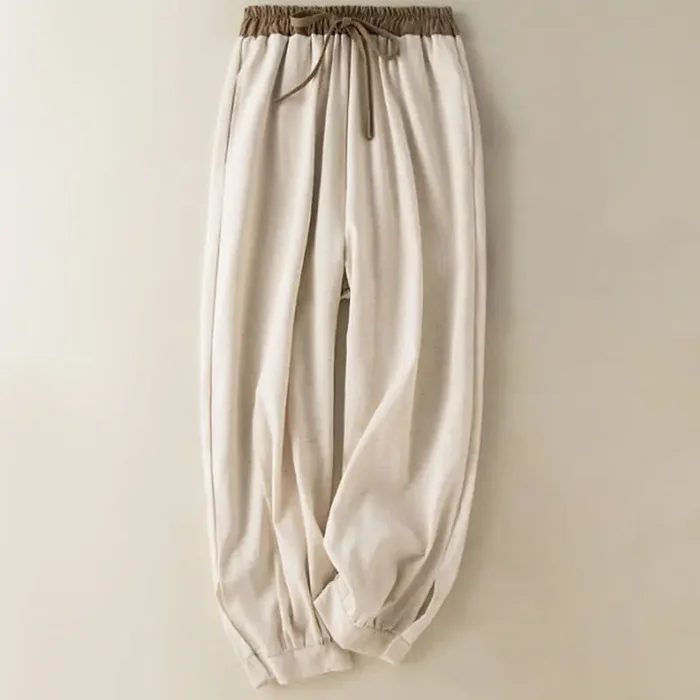 Buddha Stones Plain Cotton Drawstring Women‘s Harem Pants With Pockets