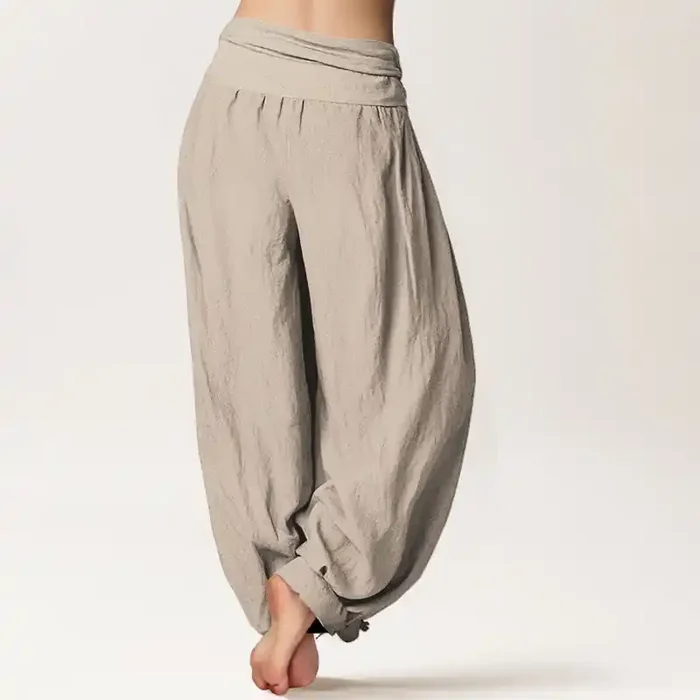 Buddha Stones Pure Cotton Dragon Pattern Women‘s Elastic Waist Harem Pants