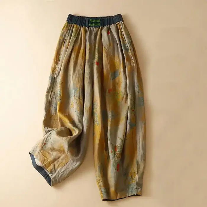 Buddha Stones Retro Casual Chinese Frog-Button Design Women‘s Harem Pants With Pockets