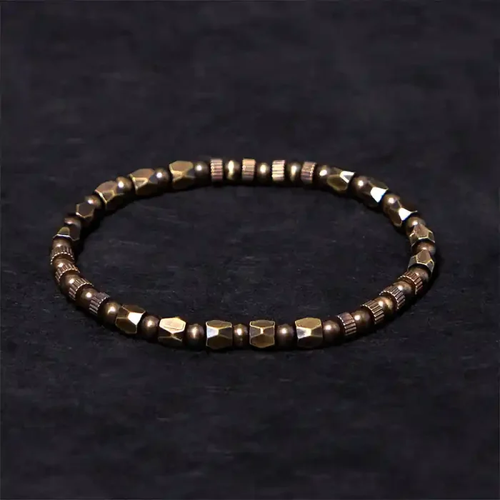 Buddha Stones Retro Distressed Irregular Design Copper Brass Luck Bracelet